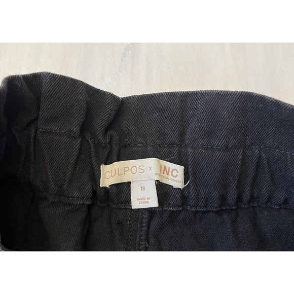 Culpos X Inc Women Paperbag Jeans 18 Black High Rise Elastic Waist Pockets NEW - Picture 8 of 11